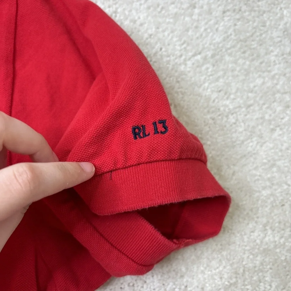 Polo Ralph Lauren Polo Bear Shirt Men's XL Red Cotton Preppy Americana Flag